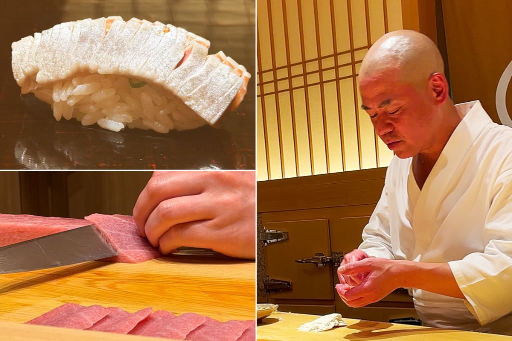 Sushi and tuna preparation at Sushi Saito in Tokyo