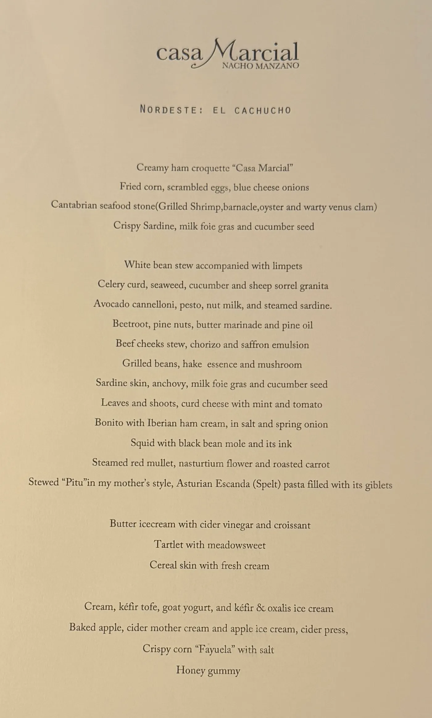 Casa Marcial — menu 3