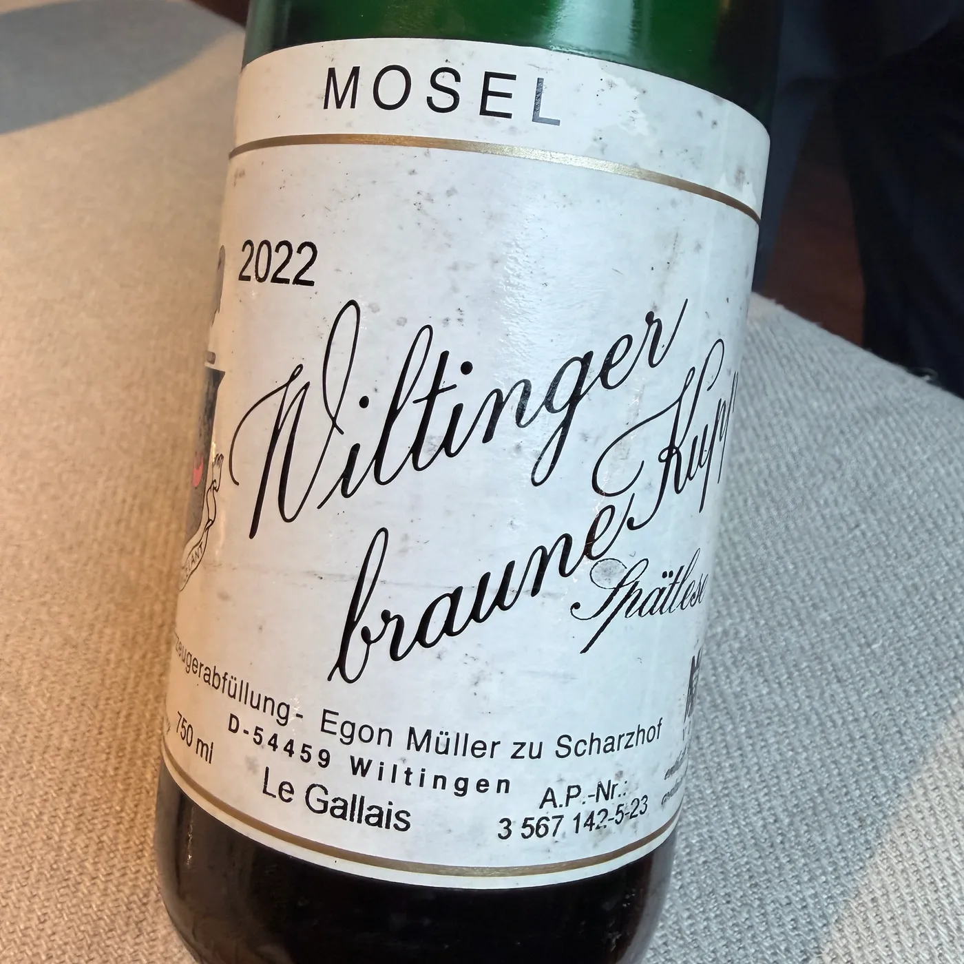 Le Gallais / Egon Müller, Wiltinger Braune Kupp Spätlese 2022